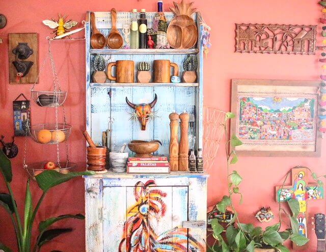 bohemian style decor with plants