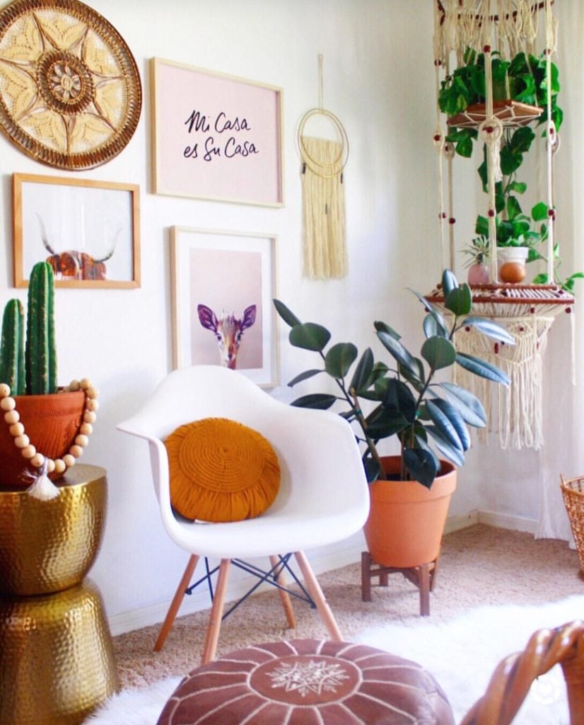 colorful bohemian home, bohemian style plants