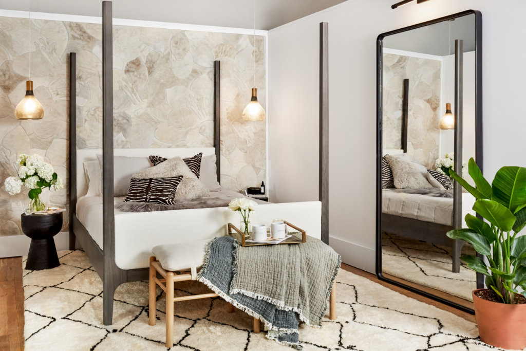 Bedroom designed by designer Ayesha Curry for Small/Cool Experience for Apartment Therapy